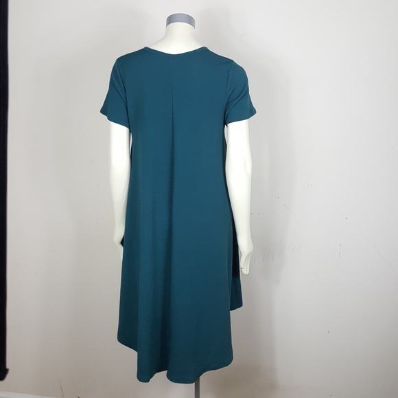 LulaRoe Carly Dress Hi Low Teal Short Sleeve - Picture 5 of 5